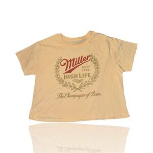 Miller High Life Women’s XL  Graphic T-Shirt "Champagne of Beers" Crop Top